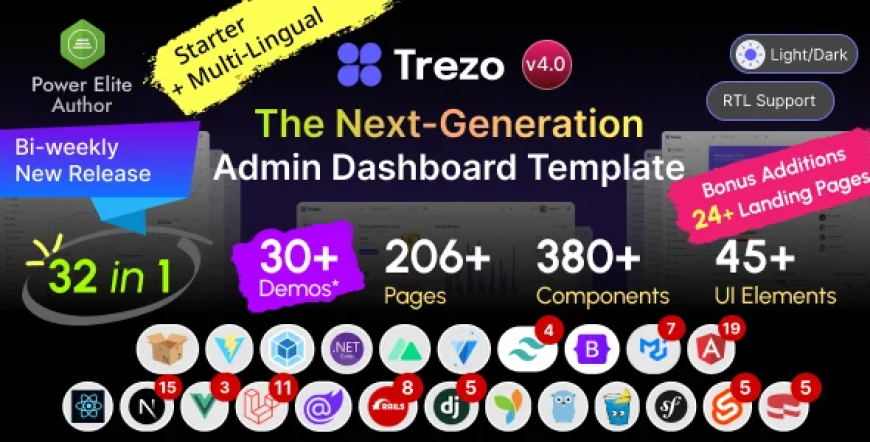 Trezo v4.0 - Tailwind, Material, Bootstrap, React, Angular, Vue, Laravel & .NET Admin Dashboard Template